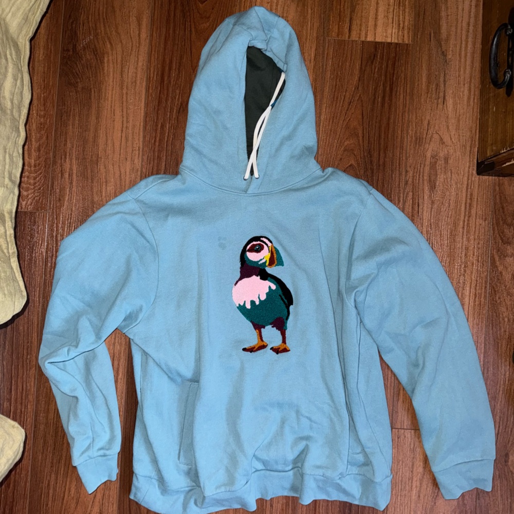 Blue Hoodie with Puffin Design